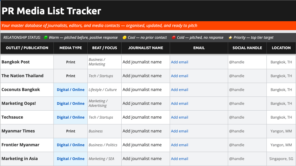 PR Media List Tracker