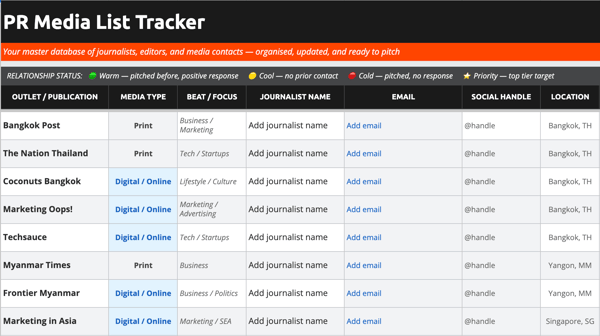 PR Media List Tracker PR Media List Tracker