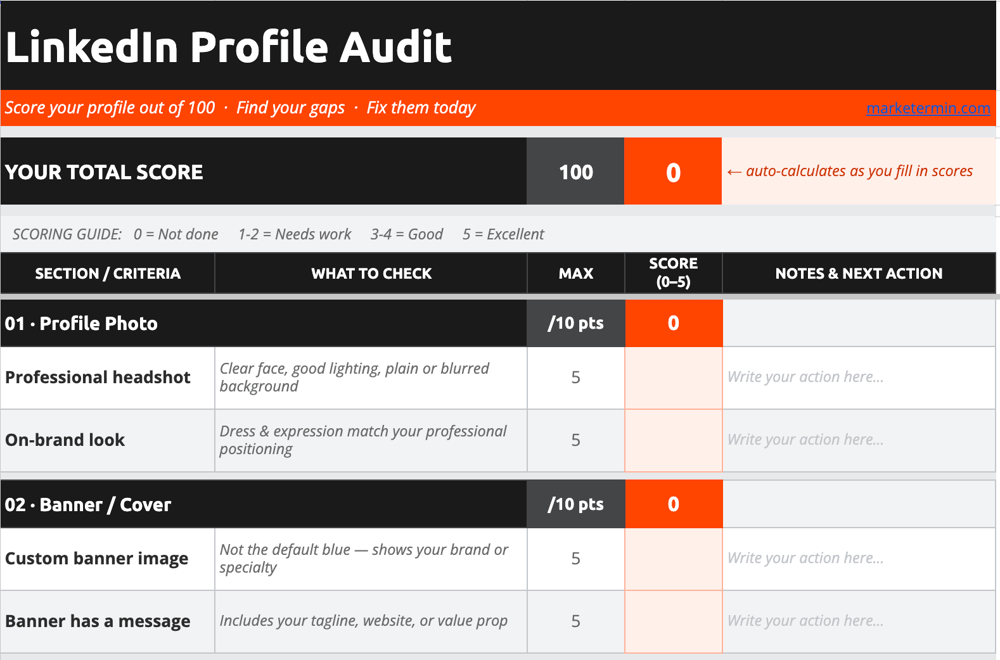Linkedin Profile Audit Template