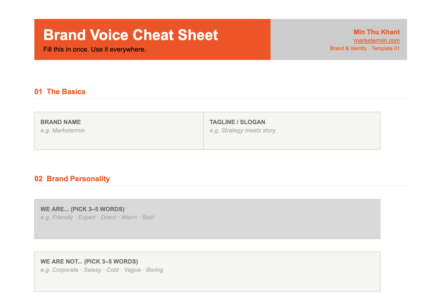 Brand Voice Cheat Sheet Brand Voice Cheat Sheet