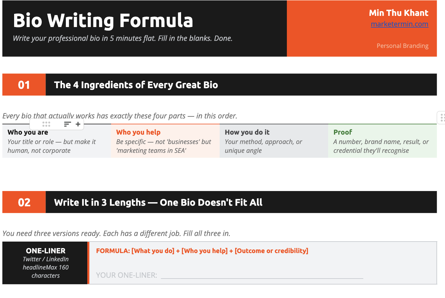 Bio Writing Formula